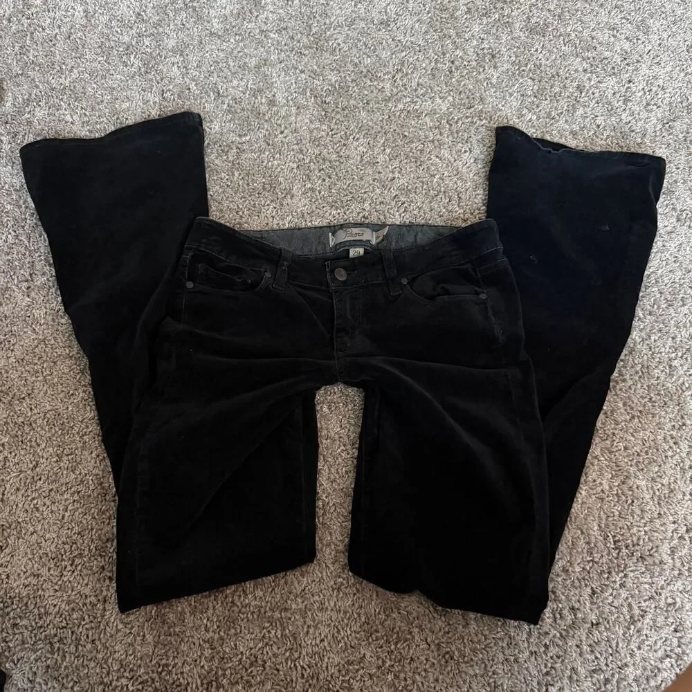 Paige “Low Low” Black Corduroy Low Rise Flare Jeans